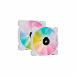 CORSAIR SP140 RGB ELITE, 140mm RGB LED Fan with AirGuide, Dual Pack with Lighting Node CORE (White) - Сэнс
