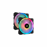 Corsair LL140 RGB, 140mm Dual Light Loop RGB LED PWM Fan, 2 Fan Pack with Lighting Node PRO (Black) - Сэнс