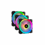 Corsair LL120 RGB, 120mm Dual Light Loop RGB LED PWM Fan, 3 Fan Pack with Lighting Node PRO (Black) - Сэнс