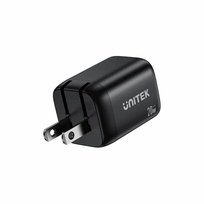 Unitek 2-port Wall charger, USB-C/USB-A, 20W, US, Black - Image 2