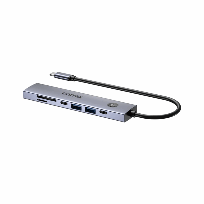 Unitek uHUB S7 Pro 7-in-1 5Gbps USB-C Hub with Screen On Off button, HDMI 4k@60Hz, USB-A 5Gbps, USB-C, SD Card, MicroSD card - Space Grey - Image 5