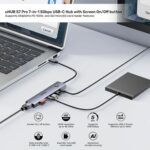 Unitek uHUB S7 Pro 7-in-1 5Gbps USB-C Hub with Screen On Off button, HDMI 4k@60Hz, USB-A 5Gbps, USB-C, SD Card, MicroSD card - Space Grey - Image 2