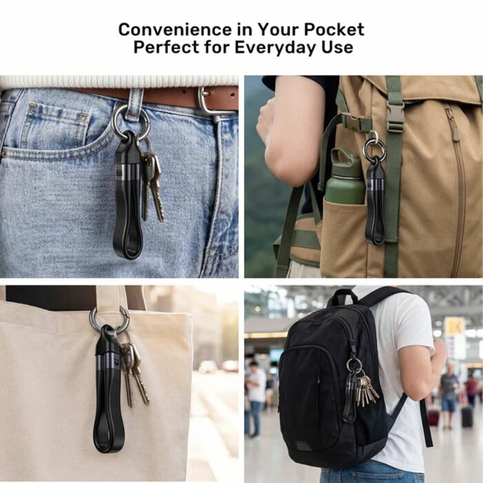 Unitek Full-Featured Keychain Cable, USB-C to USB-C, 13cm, 40Gbps Data, PD240W, 8K@60Hz Display, Black - Image 2