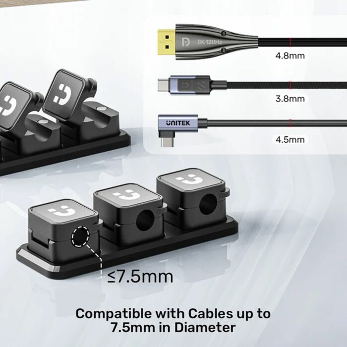 Unitek 3 Pack 3-Slot Cord Organizer Management, Black - Image 4