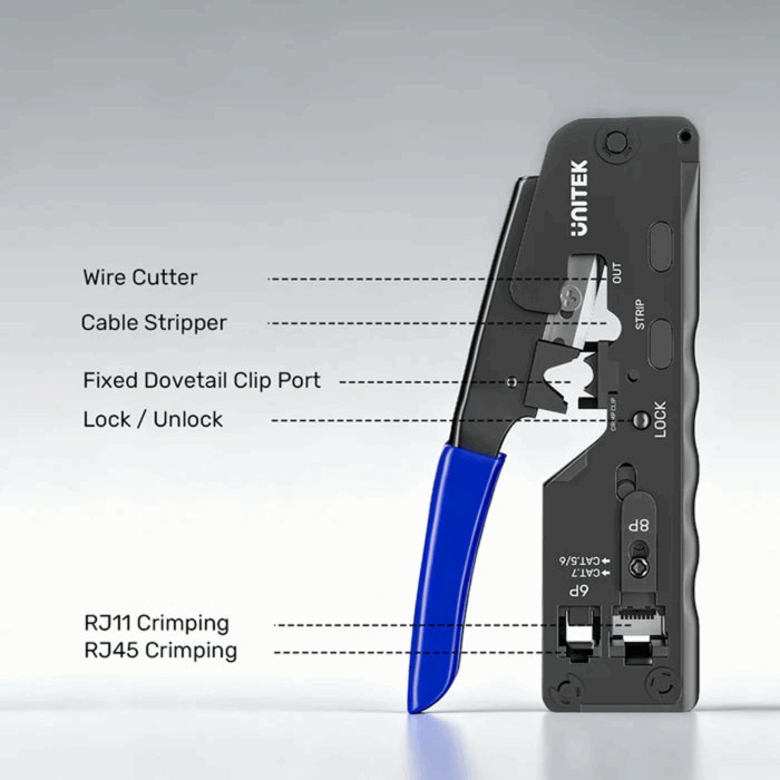 Unitek CAT7 Network Crimping Tool for 8P, 6P Connectors, Blue - Image 3