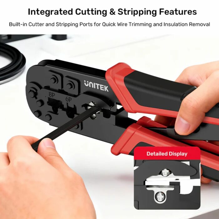 Unitek CAT6 Network Crimping Tool for 8P, 6P, 4P Connectors, Red - Image 6