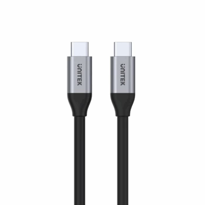 Unitek Full-Featured Cable, USB-C to USB-C, 1m, 10Gbps Data, PD100W, 4K60Hz Display, Black - Image 2