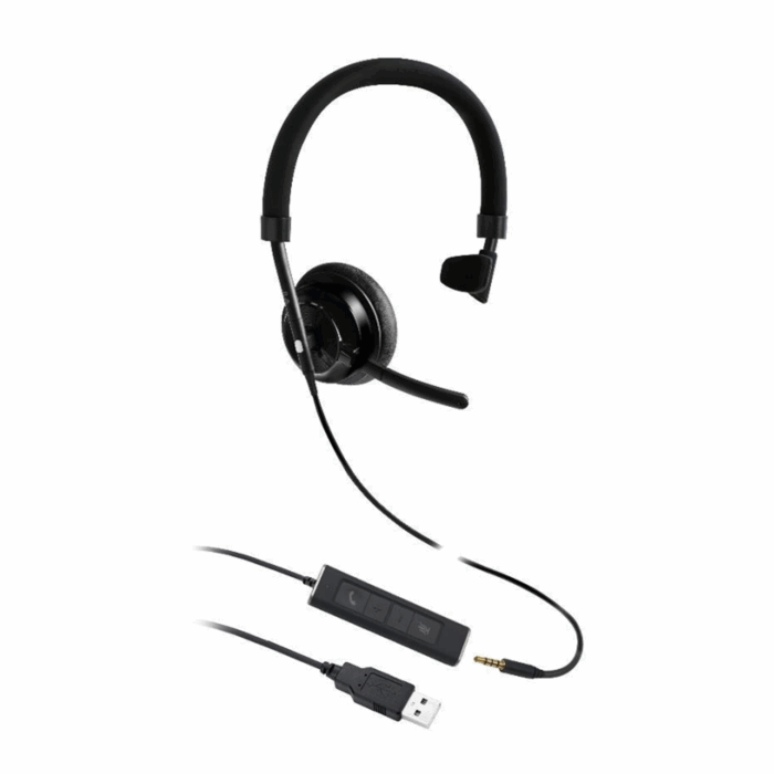VT 8208UNC Operator Headset , 3.5mm Jack+ USB, Mono, 138g, 130cm control cable - Image 1
