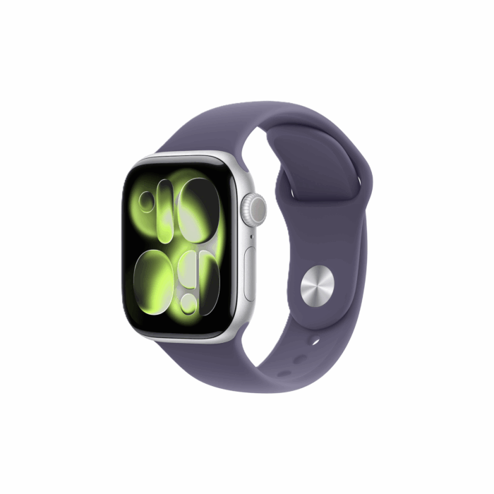 Apple Watch Series 11, 42mm, GPS, Silver Aluminum Case with Purple Fog Sport Band - Image 1