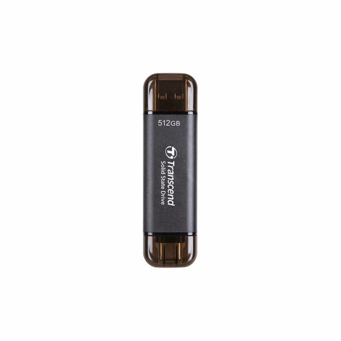 Transcend ESD310C Portable SSD, 2TB, USB-A & USB-C 3.2 Gen2 - Black - Image 1