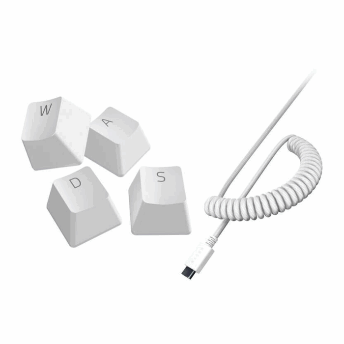 Razer PBT Keycap + Coiled Cable Upgrade Set (Mercury White) - Image 1