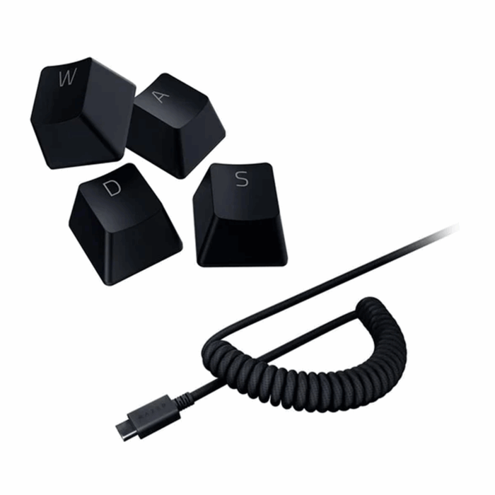Frame_804 Razer PBT Keycap + Coiled Cable Upgrade Set (Classic Black) - Image 1