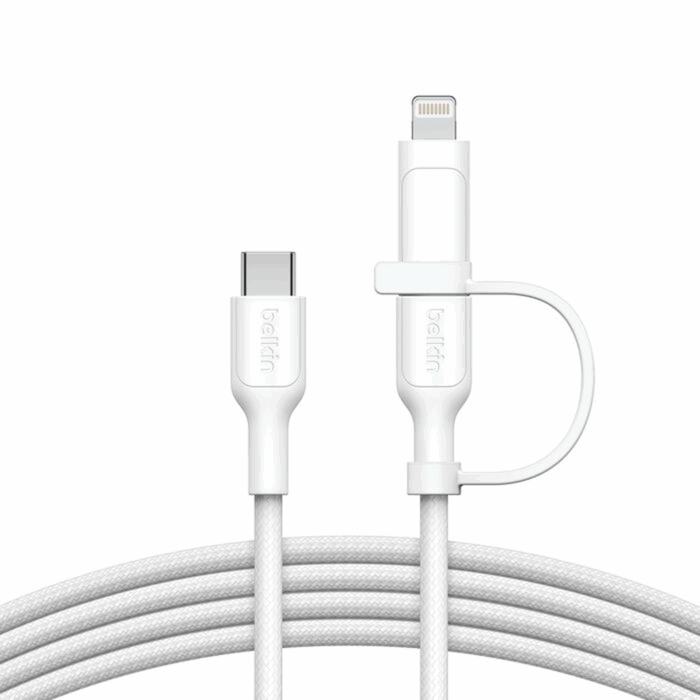 Belkin BoostCharge Cable with Lightning Connector, USB-C to USB-C, 1.5m, 60W, White - Image 1