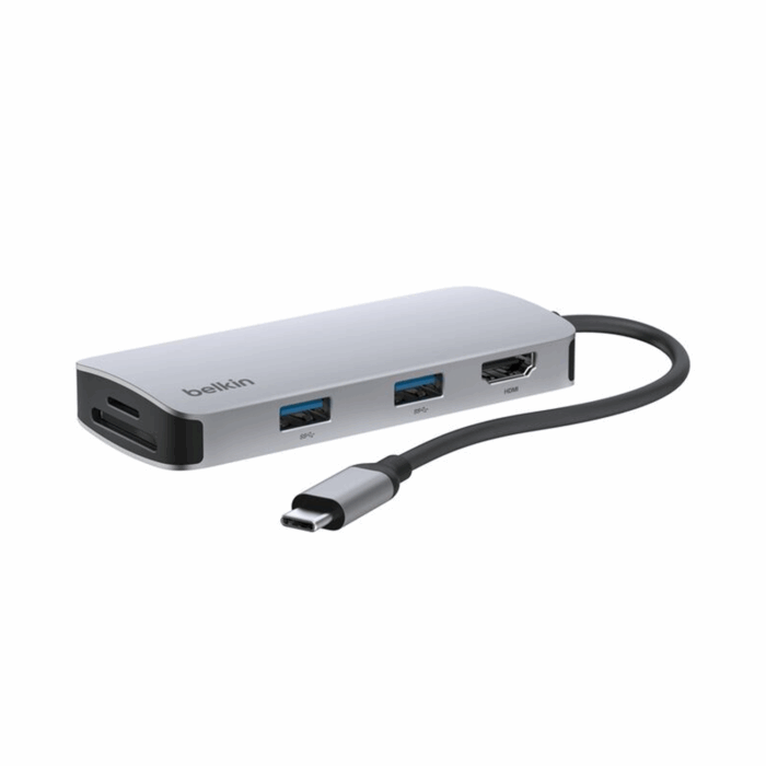 Belkin USB-C 5-in-1 Multiport Hub, 4K@60Hz, HDMI, SD, microSD, USB-A - Silver - Image 5