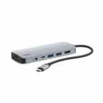 Belkin USB-C 7-in-1 Multiport Hub, 4K@60Hz, HDMI, SD, microSD, USB-C, USB-A, Audio in/out - Silver - Image 5