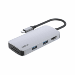 Belkin USB-C 5-in-1 Multiport Hub, 4K@60Hz, HDMI, SD, microSD, USB-A - Silver