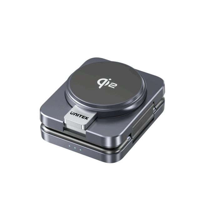 Unitek Foldable 3-in-1 Wireless Charger with Qi2, 15W, Grey - Image 5