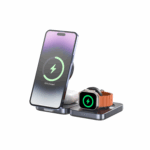 Unitek Foldable 3-in-1 Wireless Charger with Qi2, 15W, Grey - Image 4