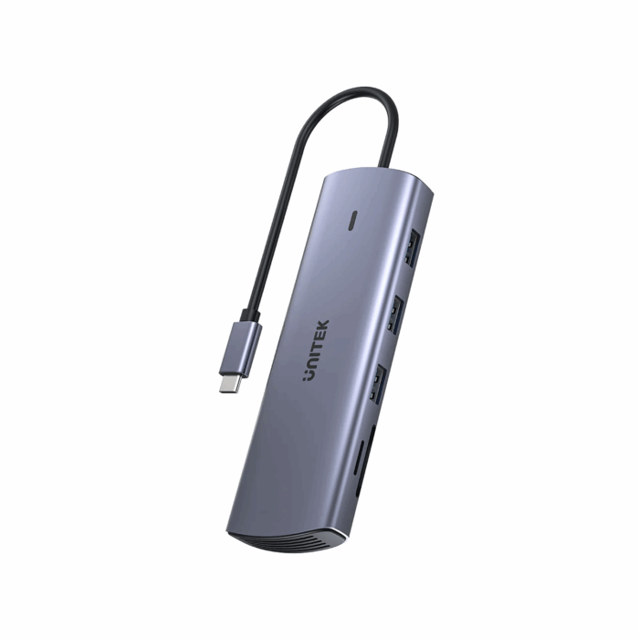 Unitek D1113A, 9-in-1 USB-C 5Gbps Hub, HDMI, VGA, USB-A, SD & MicroSD card reader, RJ45 - Space Grey - Image 3