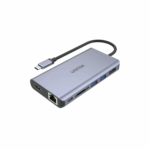 Unitek D1056A, 7-in-1 Type-C Hub with MST, HDMI, DP, USB-A, USB-C, SD card reader, RJ45 - Space Grey