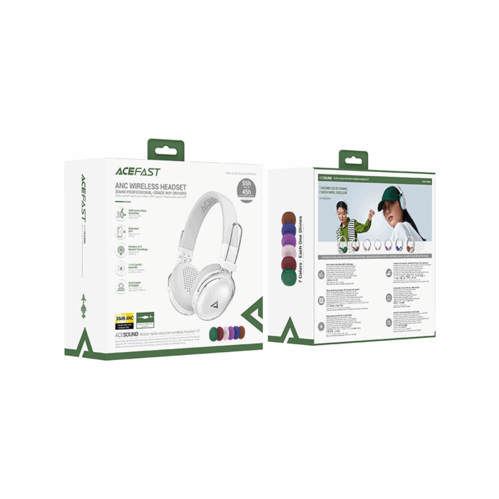 Acefast H7 Active Noise Reduction Wireless Headset, Pearl White - Image 6