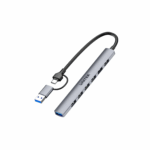 Unitek 7-in-1, 7 USB-A Ports with USB-C to USB-A Adapter - Space Grey