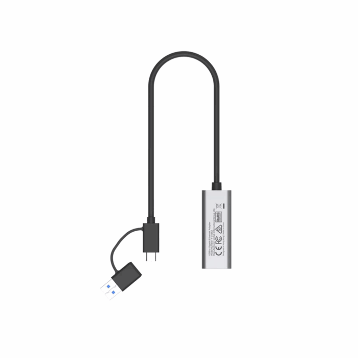 Unitek USB to RJ45 Gigabit Ethernet Adapter with USB-C and USB-A connectors - Space Grey - Image 3