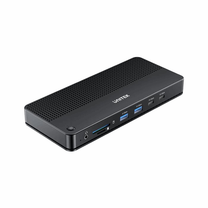 Unitek 13-in-1 Universal USB-C Single 8K, Triple 4K Docking Station, HDMI, DP, USB-A, USB-C, SD&MicroSD card reader, Audio, RJ45 Ethernet - Black - Image 1