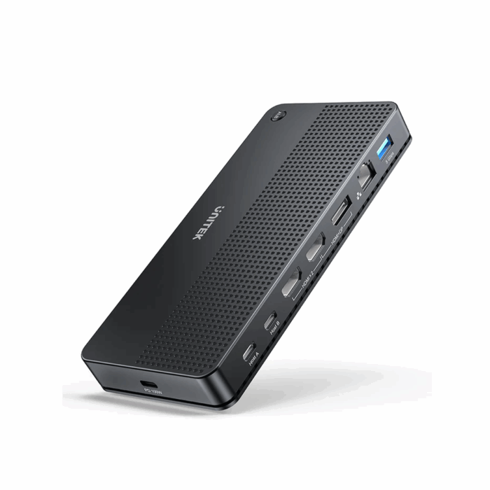 Unitek 13-in-1 Universal Dual 4K KVM Docking Station, USB-C, USB-A, HDMI, DP, SD & Micro SD card reader, Audio, RJ45 Gigabit Ethernet - Black - Image 3