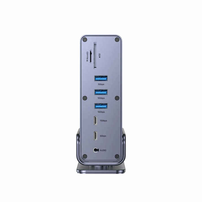 Unitek 15-in-1 Universal DisplayLink Triple 4K Docking Station with MST, HDMI, DP, USB-A, USB-C, SD card reader, Audio, RJ45 Ethernet - Space Grey - Image 4