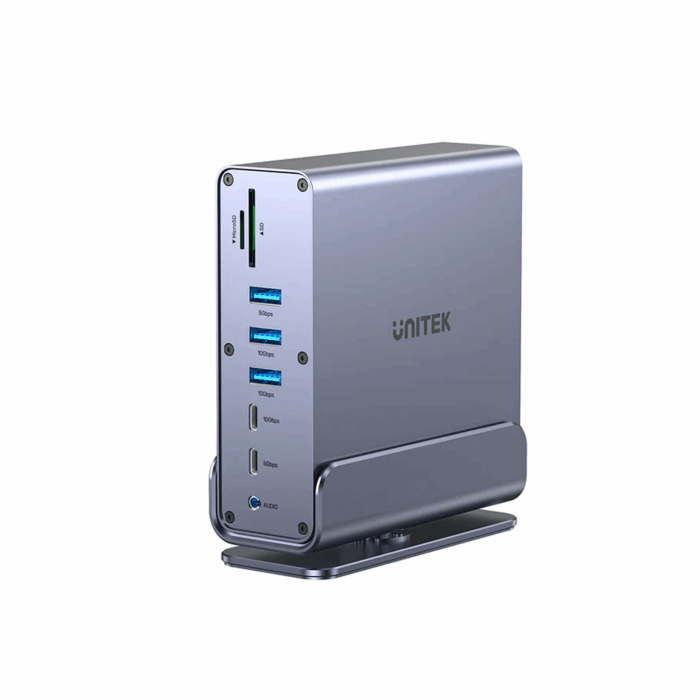 Unitek 15-in-1 Universal DisplayLink Triple 4K Docking Station with MST, HDMI, DP, USB-A, USB-C, SD card reader, Audio, RJ45 Ethernet - Space Grey - Image 1