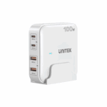 Unitek 4-in-1 100W Desktop GaN Charging Station, USB-C, USB-A, EU Plug with 1.5m power cord - White