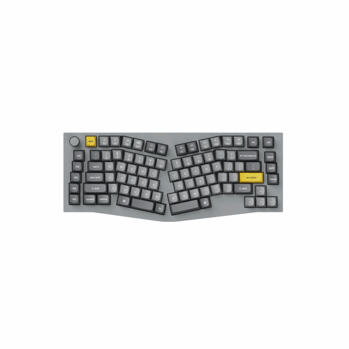 KEYCHRON_0016_q10 Keychron Q10, Alice Layout QMK Custom Mechanical Keyboard, Fully Assembled Knob, Silver Grey-A, Gateron G Pro Red - Image 1