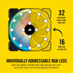 Corsair LL140 RGB, 140mm Dual Light Loop RGB LED PWM Fan, 2 Fan Pack with Lighting Node PRO (Black) - Сэнс - Image 10