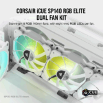 CORSAIR SP140 RGB ELITE, 140mm RGB LED Fan with AirGuide, Dual Pack with Lighting Node CORE (White) - Сэнс - Image 8