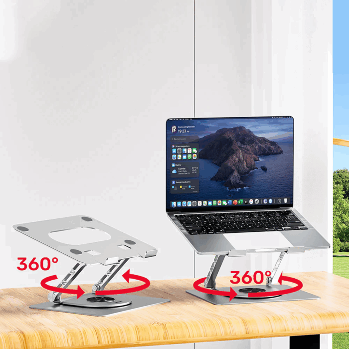 Unitek D1109A, 360° Rotating Laptop Stand with Hub, USB-C, USB-A, HDMI, Gigabit Ethernet - Space Grey - Image 2