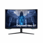 Samsung Odyssey Neo G7 Gaming Monitor, 32 inch, 3840x2160 at 165Hz, HDMI Port, DP Port, USB Port, PC IN, Headphone IN, DC 20V, DP Cable, USB 3.0 Cable