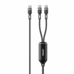 Unitek PD100W 2-in-1 Silicone Cable, USB-C to USB-C, 1.8m, Black - Image 2