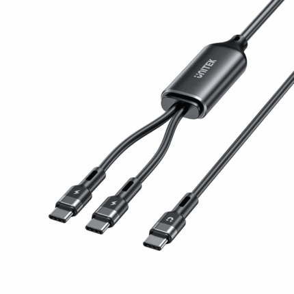 Unitek PD100W 2-in-1 Silicone Cable, USB-C to USB-C, 1.8m, Black