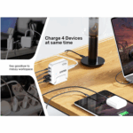 Unitek 4-in-1 100W Desktop GaN Charging Station, USB-C, USB-A, EU Plug with 1.5m power cord - White - Image 2
