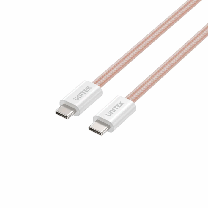 Unitek Magnetic Cable, USB-C to USB-C, 1m, PD100W, 480Mbps Data, Pink - Image 1