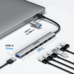 Unitek 7-in-1, 7 USB-A Ports with USB-C to USB-A Adapter - Space Grey - Image 2