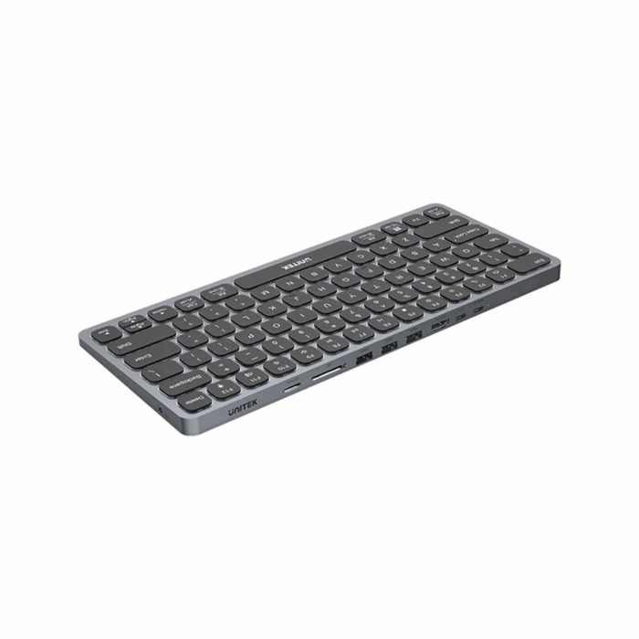 Unitek 9-in-1 USB-C Keyboard Hub, USB-A, USB-C, HDMI, SD & Micro SD card reader, Audio - Space Grey - Image 1