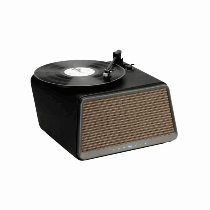 image_574 HYM Seed Vinyl Turntable, Black leather - Image 1